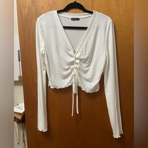 Lace up front crop top